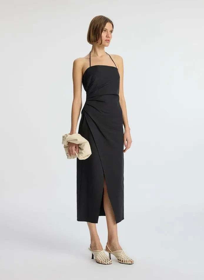 Dresses Women ALC Charlotte Cotton Midi Dress Black Dresses Women ALC Charlotte Cotton Midi Dress Black