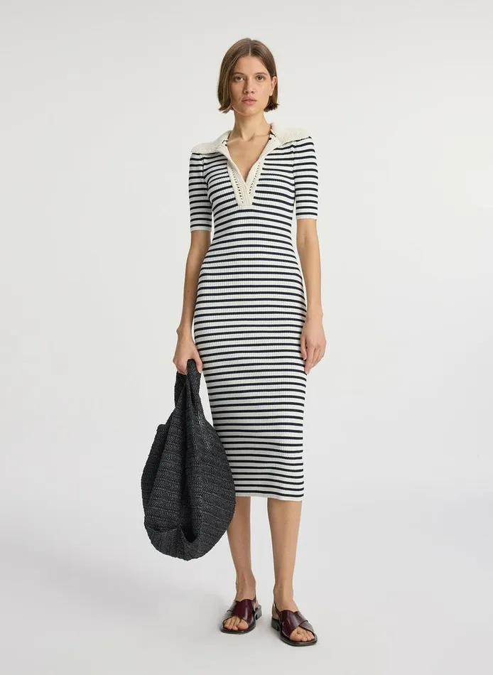 Dresses Women ALC Darcy Crochet Trim Midi Dress Navybone Dresses Women ALC Darcy Crochet Trim Midi Dress Navybone