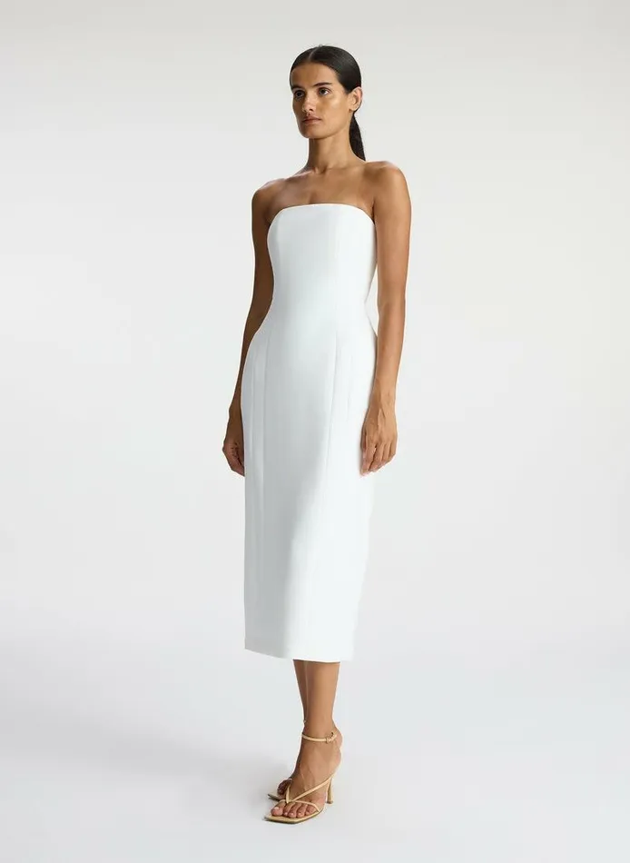 Dresses Women ALC Elizabeth Strapless Midi Dress White Dresses Women ALC Elizabeth Strapless Midi Dress White