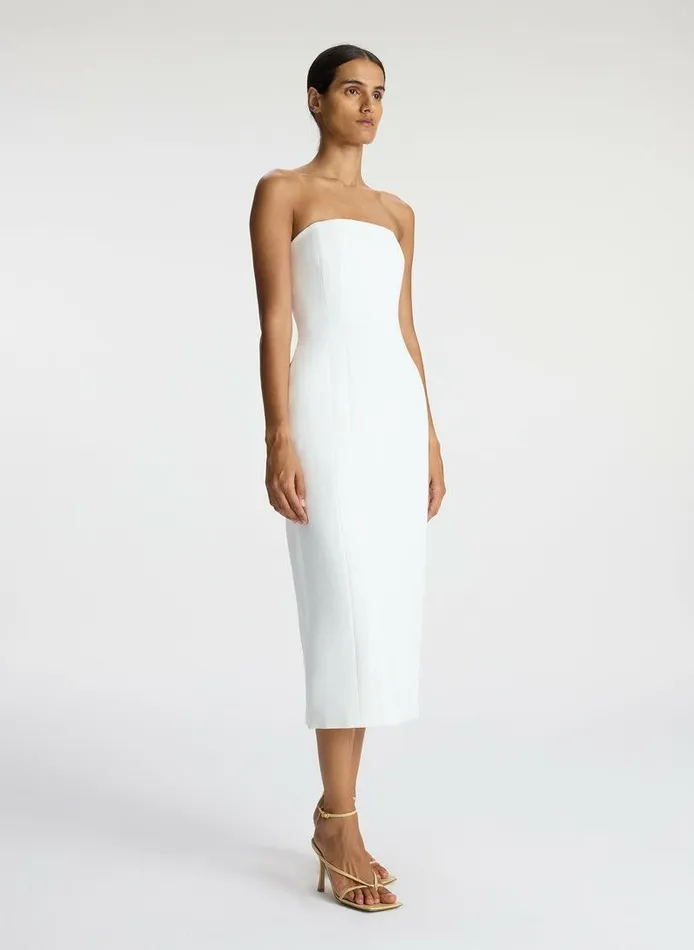 Dresses Women ALC Elizabeth Strapless Midi Dress White Dresses Women ALC Elizabeth Strapless Midi Dress White