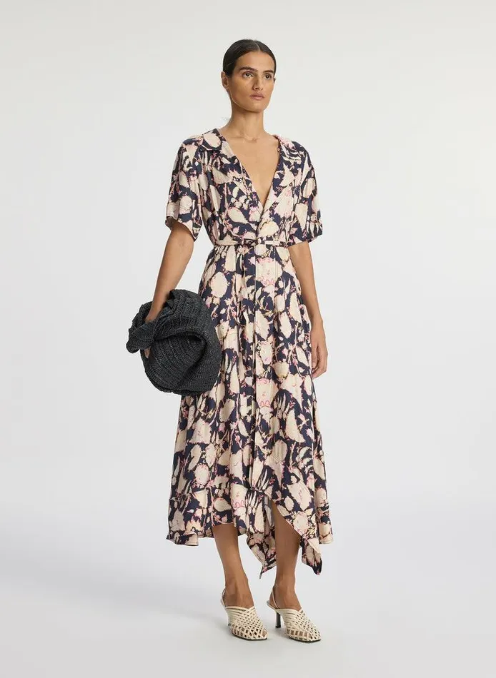 Dresses Women ALC Emery Midi Wrap Dress Maritime Navy Multi