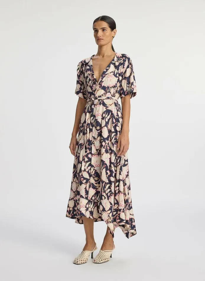 Dresses Women ALC Emery Midi Wrap Dress Maritime Navy Multi Dresses Women ALC Emery Midi Wrap Dress Maritime Navy Multi
