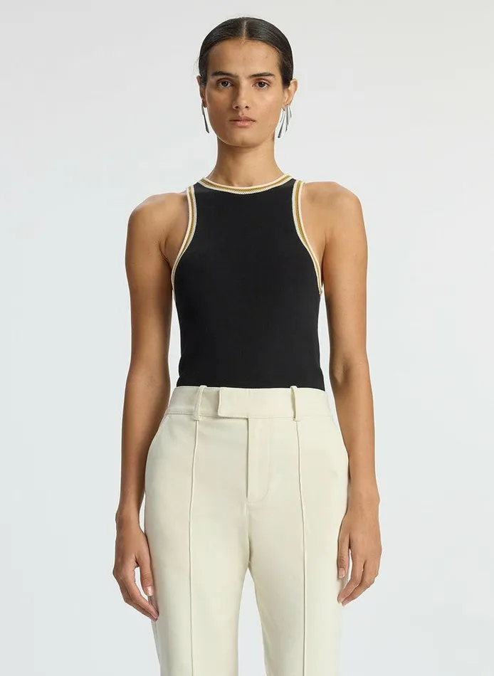 Dresses Women ALC Nelly Contrast Trim Knit Tank Black