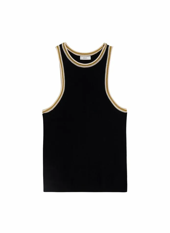 Dresses Women ALC Nelly Contrast Trim Knit Tank Black