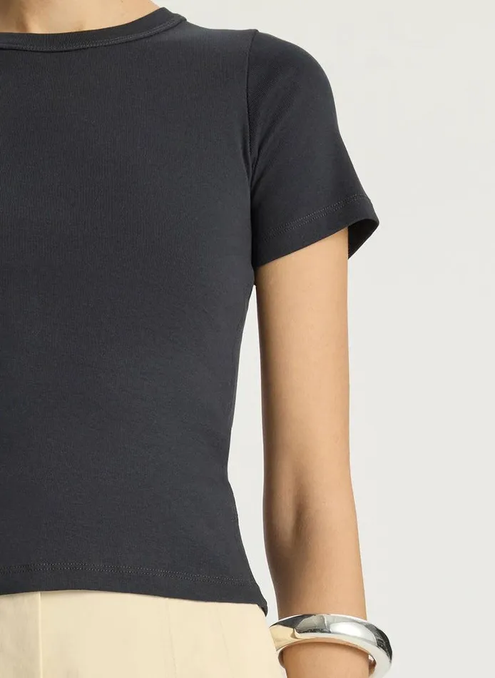 Dresses Women ALC Paloma Cotton Rib Baby Tee Black Dresses Women ALC Paloma Cotton Rib Baby Tee Black