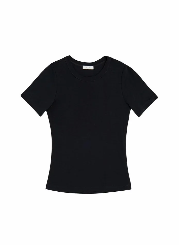 Dresses Women ALC Paloma Cotton Rib Baby Tee Black Dresses Women ALC Paloma Cotton Rib Baby Tee Black
