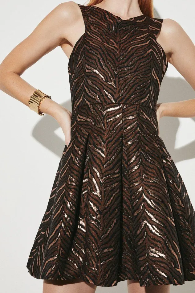 Dresses Women Karen Millen Animal Jacquard Cross Front Mini Dress