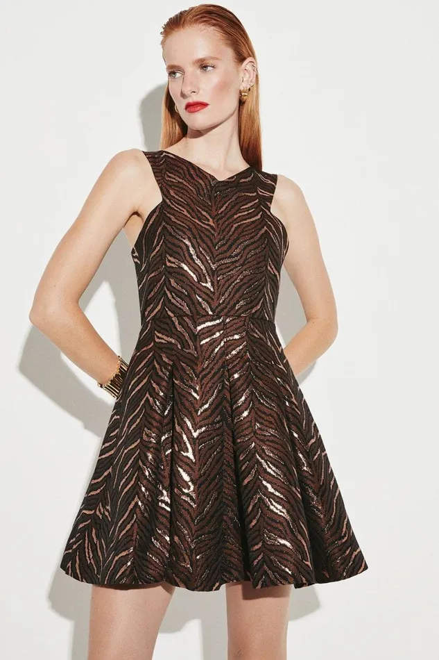 Dresses Women Karen Millen Animal Jacquard Cross Front Mini Dress
