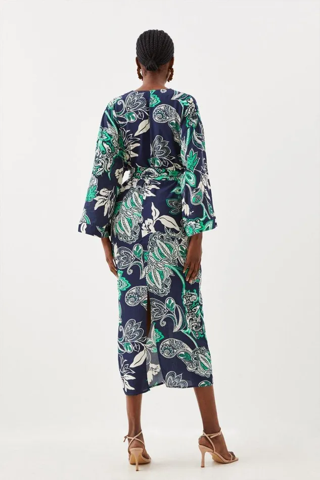 Dresses Women Karen Millen Batik Batwing Sleeve Woven Midi Dress Floral