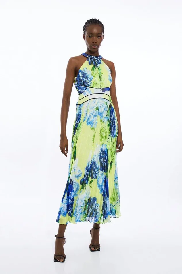Dresses Women Karen Millen Floral Pleated Crinkle Halter Woven Maxi Dress Floral Dresses Women Karen Millen Floral Pleated Crinkle Halter Woven Maxi Dress Floral