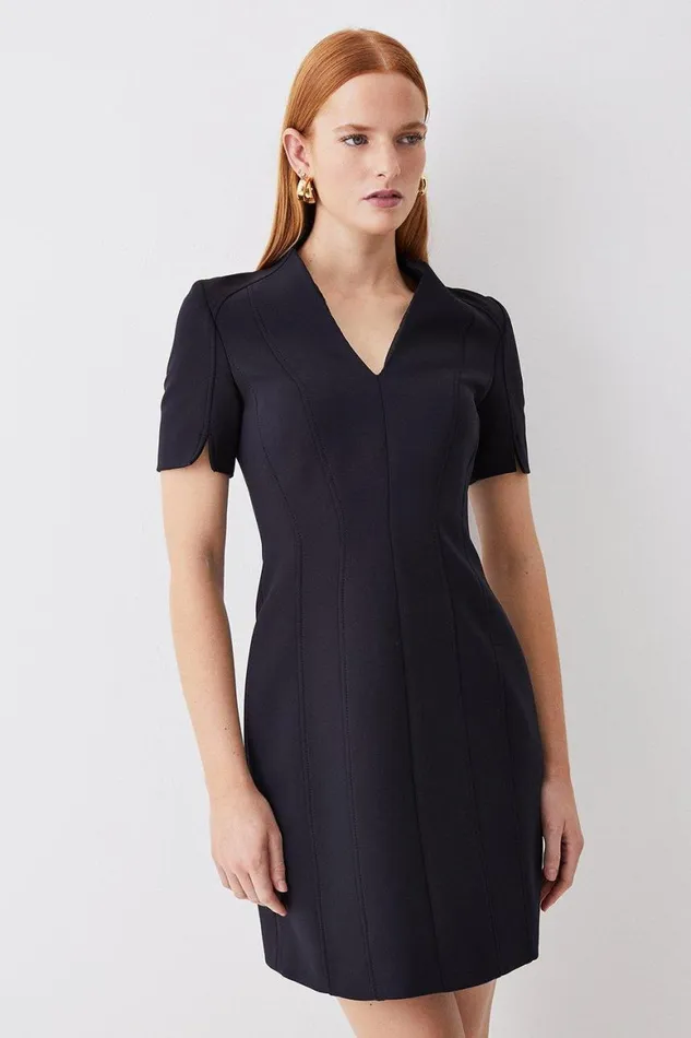 Dresses Women Karen Millen Italian Compact Scuba Jersey Seamed A Line Mini Dress Black Dresses Women Karen Millen Italian Compact Scuba Jersey Seamed A Line Mini Dress Black