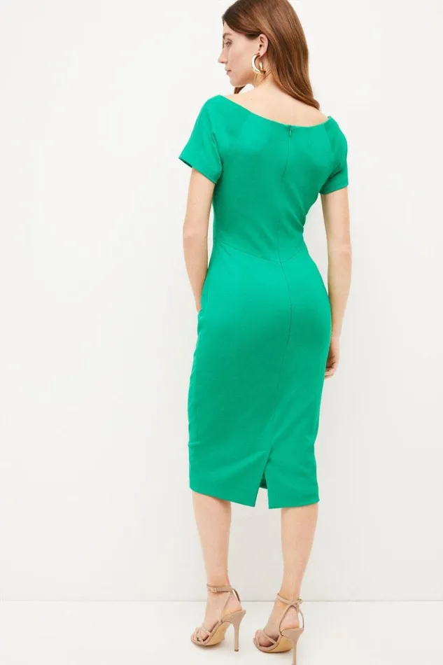 Dresses Women Karen Millen Italian Structured Stretch Key Hole Midi Dress Bright Green