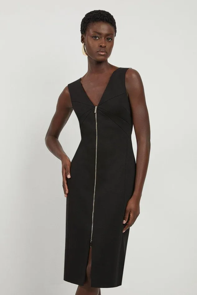Dresses Women Karen Millen Italian Structured Stretch Zip Through Pencil Tailored Midaxi Dress Black Dresses Women Karen Millen Italian Structured Stretch Zip Through Pencil Tailored Midaxi Dress Black
