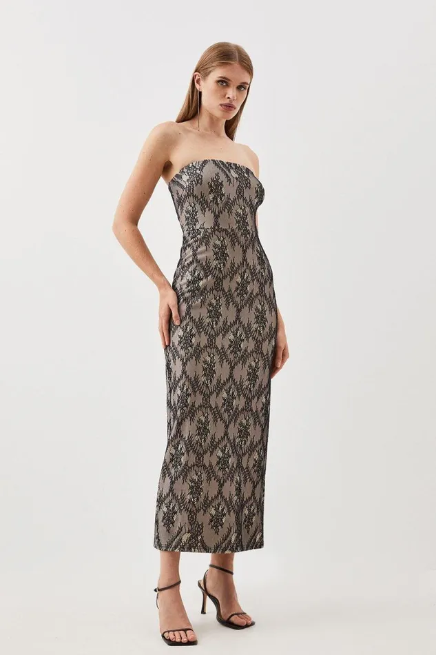 Dresses Women Karen Millen Jersey Lace Bandeau Midi Dress Black