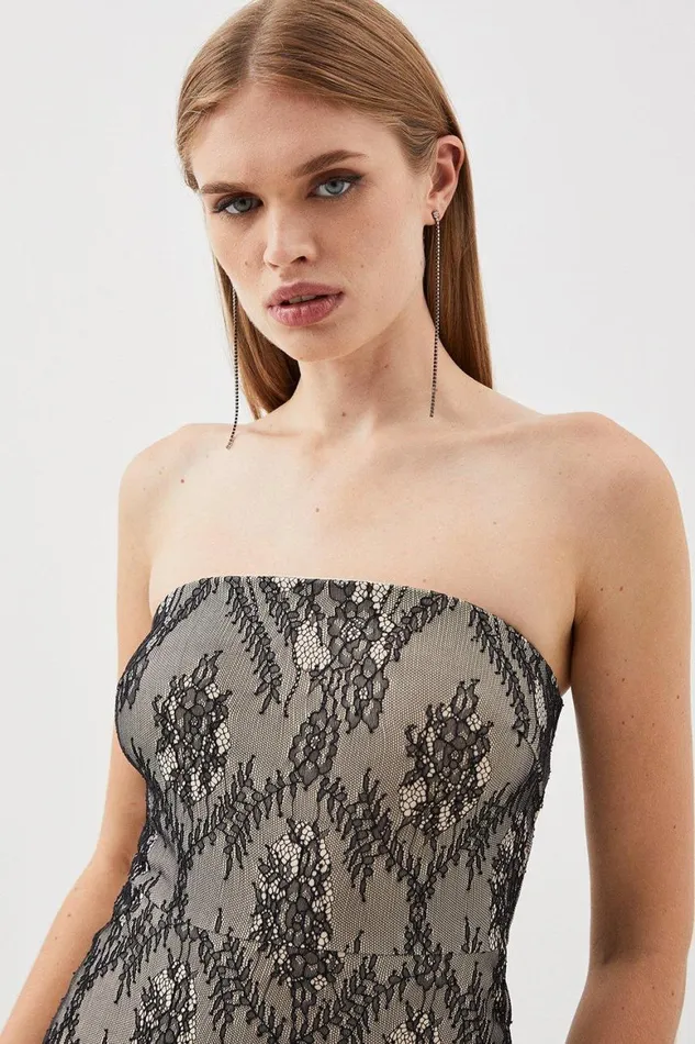 Dresses Women Karen Millen Jersey Lace Bandeau Midi Dress Black