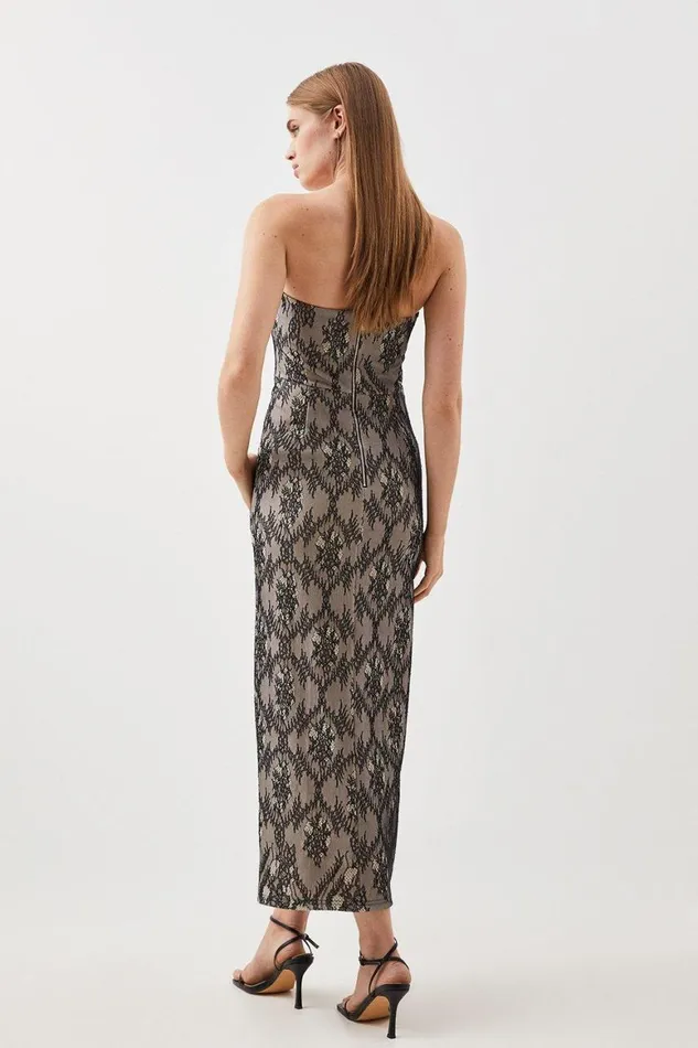 Dresses Women Karen Millen Jersey Lace Bandeau Midi Dress Black