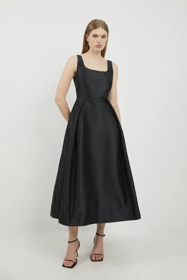 Dresses Women Karen Millen Lydia Millen Taffeta Full Skirt Tailored Midi Dress Black