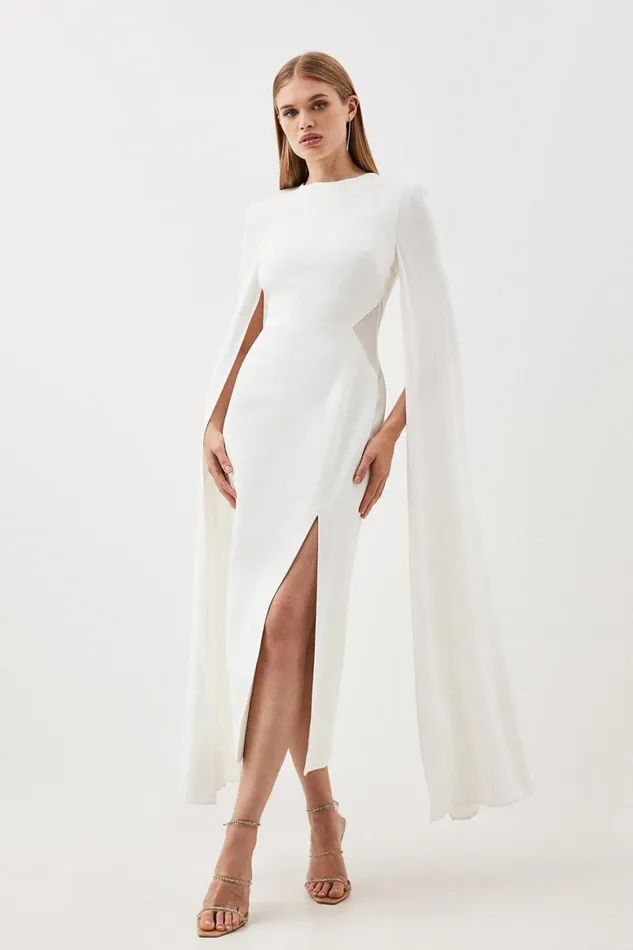Dresses Women Karen Millen Petite Compact Stretch Viscose Cape Mesh Panel Tailored Midi Dress Ivory Dresses Women Karen Millen Petite Compact Stretch Viscose Cape Mesh Panel Tailored Midi Dress Ivory