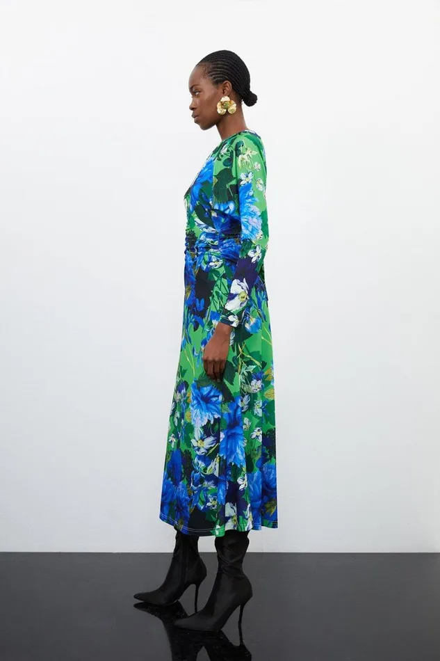 Dresses Women Karen Millen Petite Floral Jungle Jersey Crepe Batwing Sleeve Maxi Dress Floral