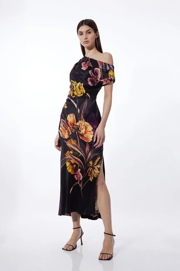 Dresses Women Karen Millen Petite Midnight Floral Satin Back Crepe Woven Maxi Dress Black Dresses Women Karen Millen Petite Midnight Floral Satin Back Crepe Woven Maxi Dress Black