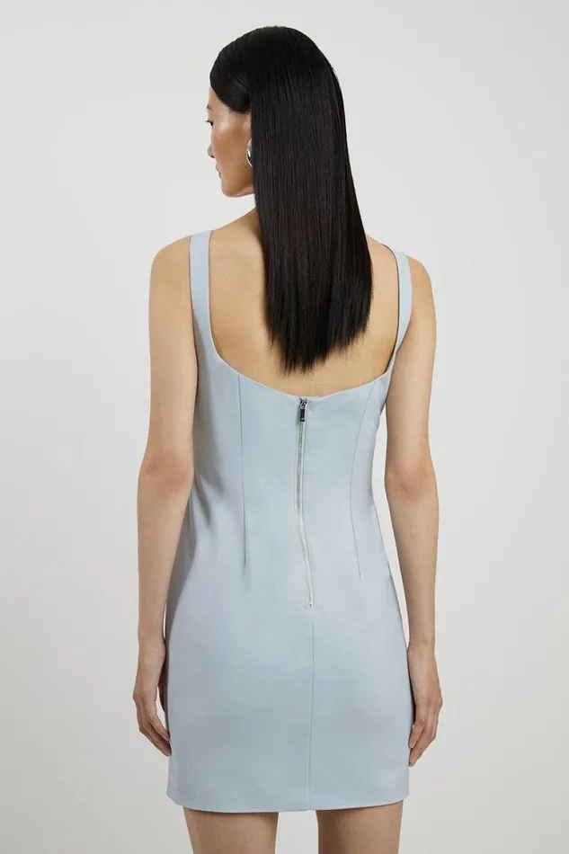 Dresses Women Karen Millen Petite Pocket Detail Techno Cotton Woven Strappy Mini Dress Charcoal
