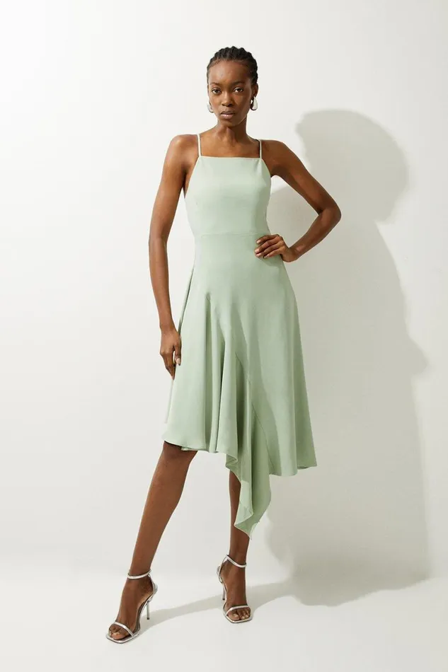 Dresses Women Karen Millen Petite Soft Tailored Draped Asymmetric Skirt Midi Dress Sage Dresses Women Karen Millen Petite Soft Tailored Draped Asymmetric Skirt Midi Dress Sage