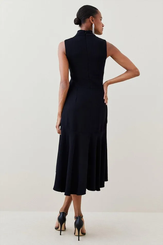 Dresses Women Karen Millen Petite Soft Tailored High Low Midi Dress Black