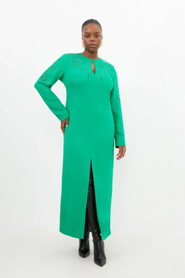 Dresses Women Karen Millen Plus Size Premium Cady Cutwork Woven Long Sleeve Maxi Dress Green Dresses Women Karen Millen Plus Size Premium Cady Cutwork Woven Long Sleeve Maxi Dress Green