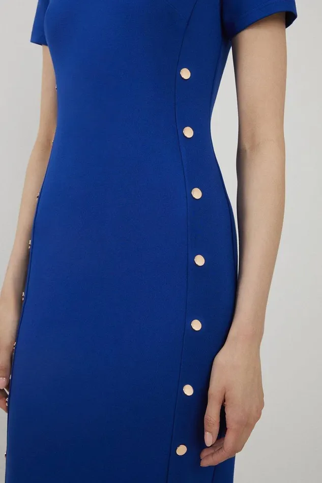 Dresses Women Karen Millen Ponte Jersey Hardwear Detail Midi Dress Cobalt