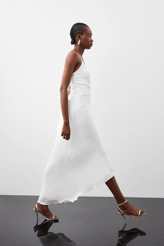 Dresses Women Karen Millen Premium Ruched Slip Maxi Dress Cream