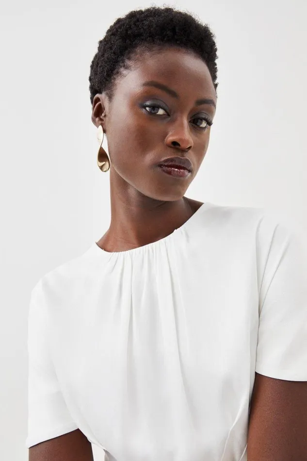 Dresses Women Karen Millen Satin Crepe Woven Maxi Dress Ivory