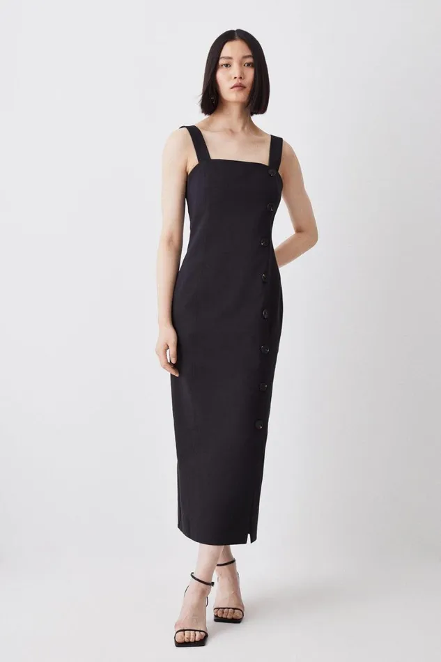 Dresses Women Karen Millen Tailored Button Detail Midi Dress Black