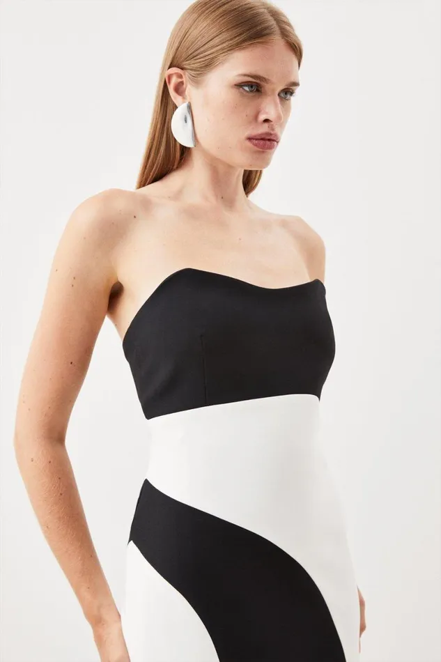 Dresses Women Karen Millen Tailored Compact Stretch Strappy Midi Pencil Dress Mono