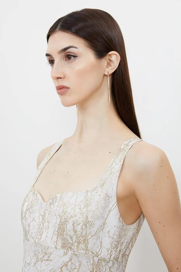 Dresses Women Karen Millen Tailored Jacquard Strappy Mini Prom Dress Ivory