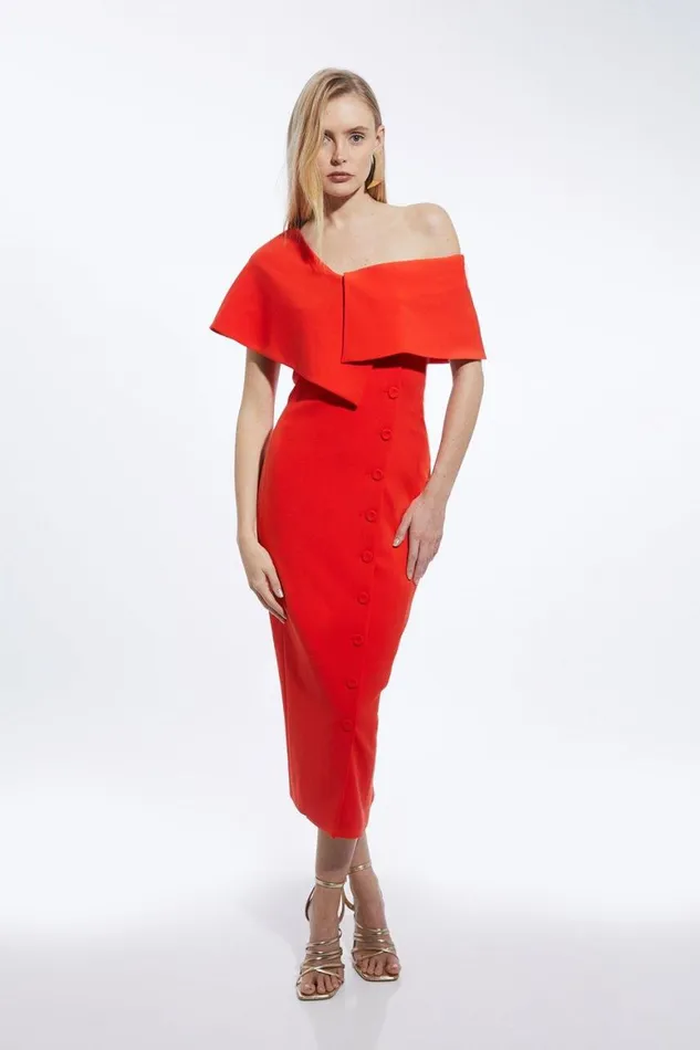 Dresses Women Karen Millen Tall Compact Stretch Off Shoulder Button Through Tailored Midaxi Pencil Dress Tomato Red Dresses Women Karen Millen Tall Compact Stretch Off Shoulder Button Through Tailored Midaxi Pencil Dress Tomato Red