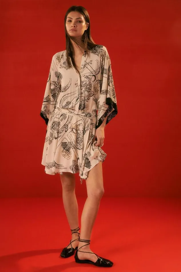Dresses Women Karen Millen The Founder Koi Printed Woven Mini Dress Ivory