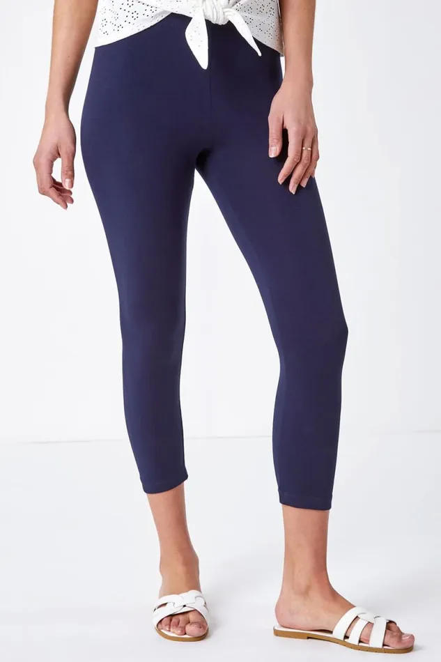 Elastic Waist Stretch Cropped Leggings Women Roman Occasionwear