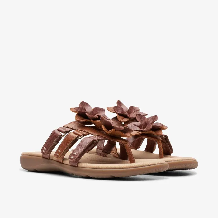Elizabelle Mae Tan Combination Women Clarks Sandals and Flip Flops