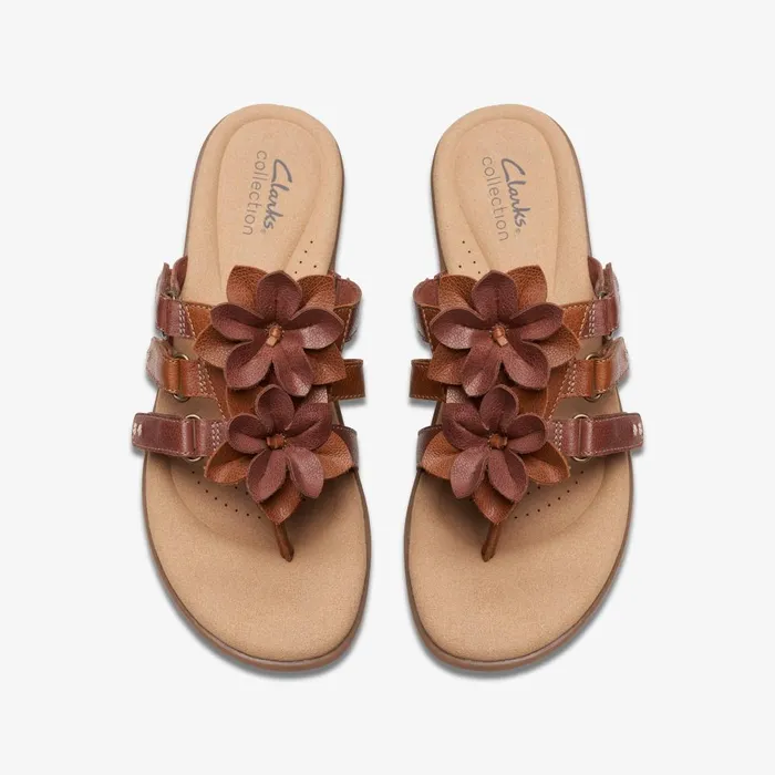 Elizabelle Mae Tan Combination Women Clarks Sandals and Flip Flops
