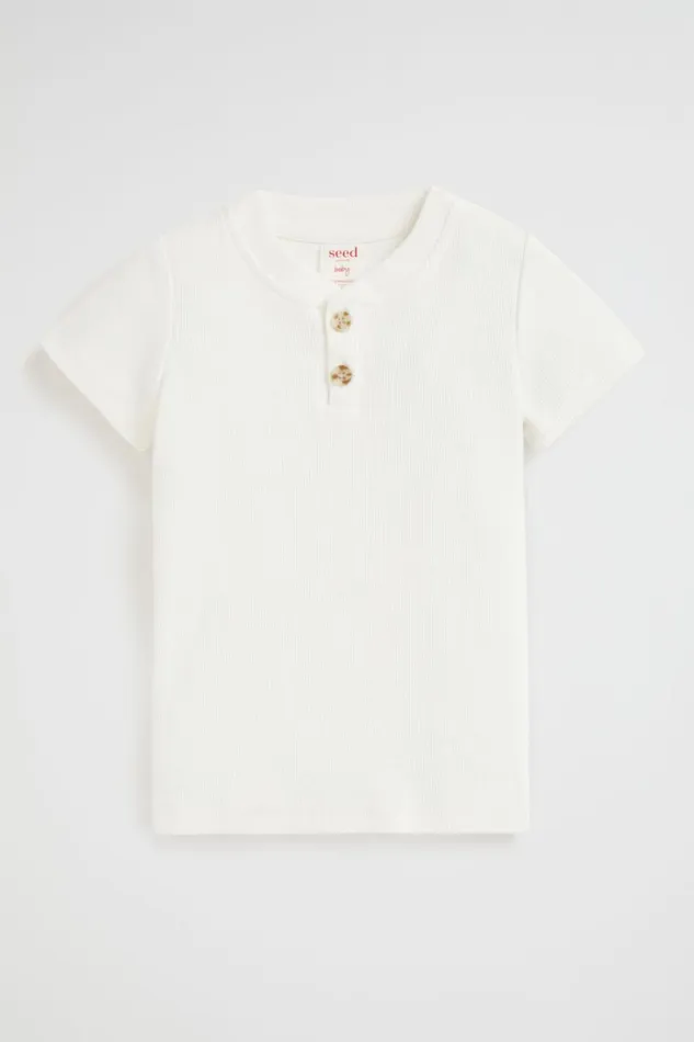 Essentials Baby Seed Heritage Core Henley Rib Tee Vintage White