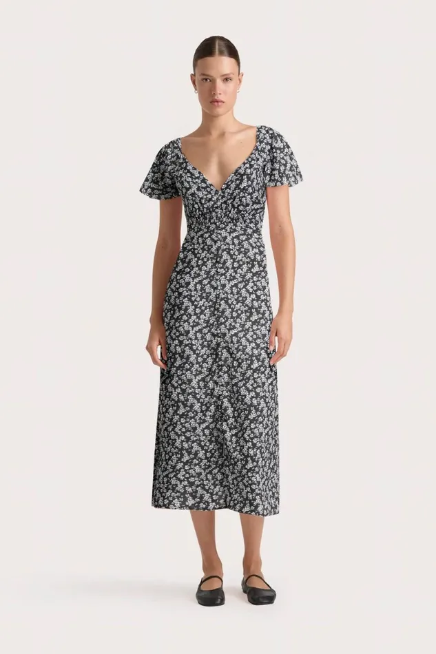 Faithfull The Brand Dresses Aurelie Midi Dress Leilani Charred Navy 8211 Women Faithfull The Brand Dresses Aurelie Midi Dress Leilani Charred Navy 8211 Women