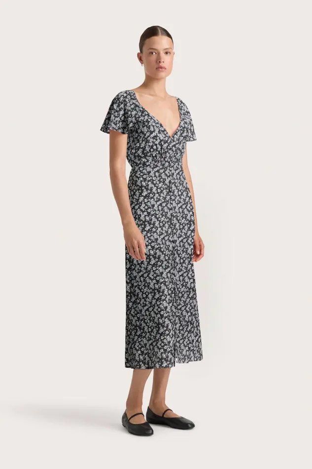 Faithfull The Brand Dresses Aurelie Midi Dress Leilani Charred Navy 8211 Women Faithfull The Brand Dresses Aurelie Midi Dress Leilani Charred Navy 8211 Women