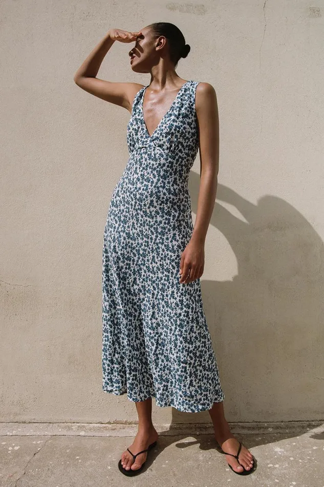 Faithfull The Brand Dresses Jardin Midi Dress Leilani Mid Blue 8211 Women Faithfull The Brand Dresses Jardin Midi Dress Leilani Mid Blue 8211 Women
