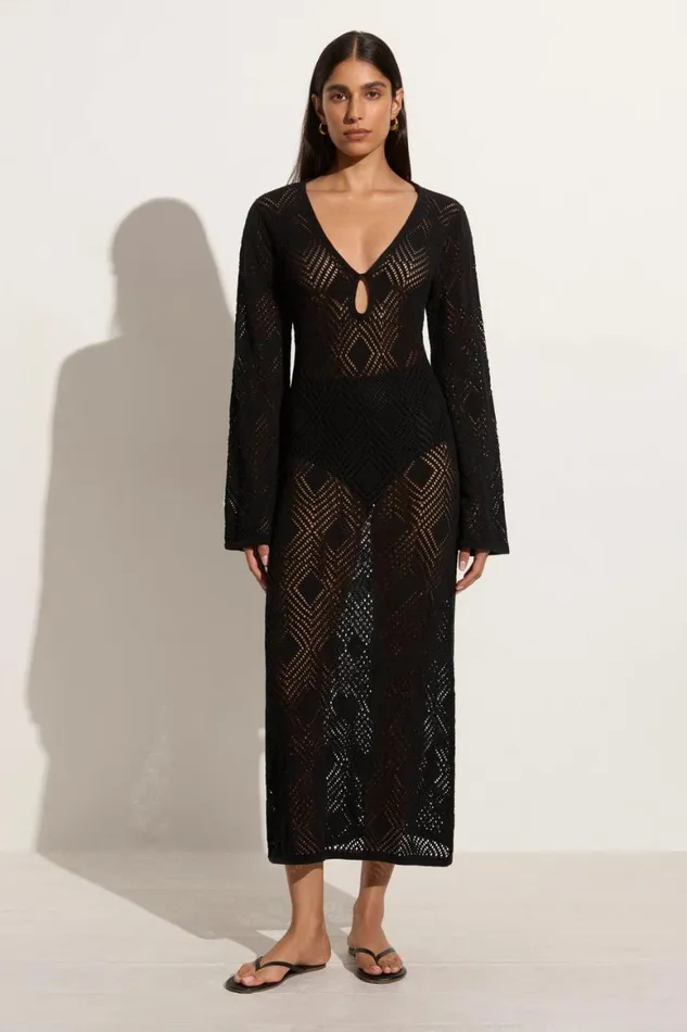 Faithfull The Brand Dresses Serena Pointelle Knit Dress Black 8211 Women