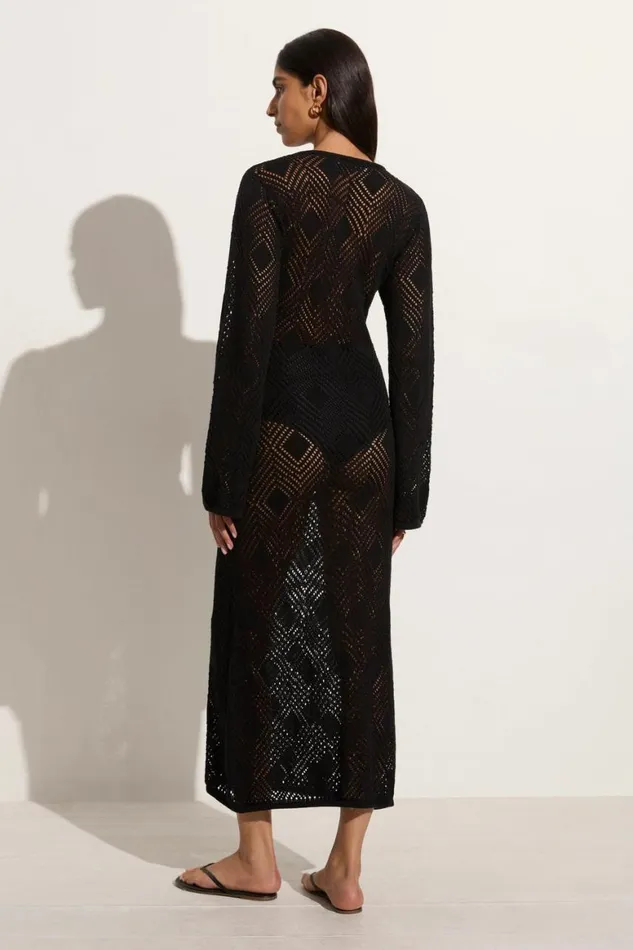 Faithfull The Brand Dresses Serena Pointelle Knit Dress Black 8211 Women Faithfull The Brand Dresses Serena Pointelle Knit Dress Black 8211 Women