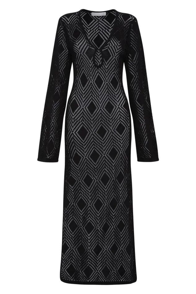 Faithfull The Brand Dresses Serena Pointelle Knit Dress Black 8211 Women Faithfull The Brand Dresses Serena Pointelle Knit Dress Black 8211 Women