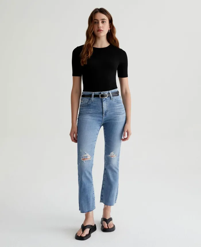 Farrah Boot Crop 20 Years Undertow Destructed Women AG Jeans Denim