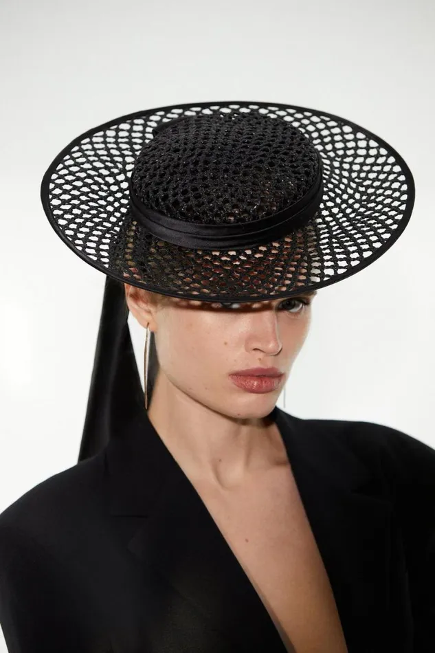 Fascinators Women Karen Millen EmilyLondon Bow Detail Boater
