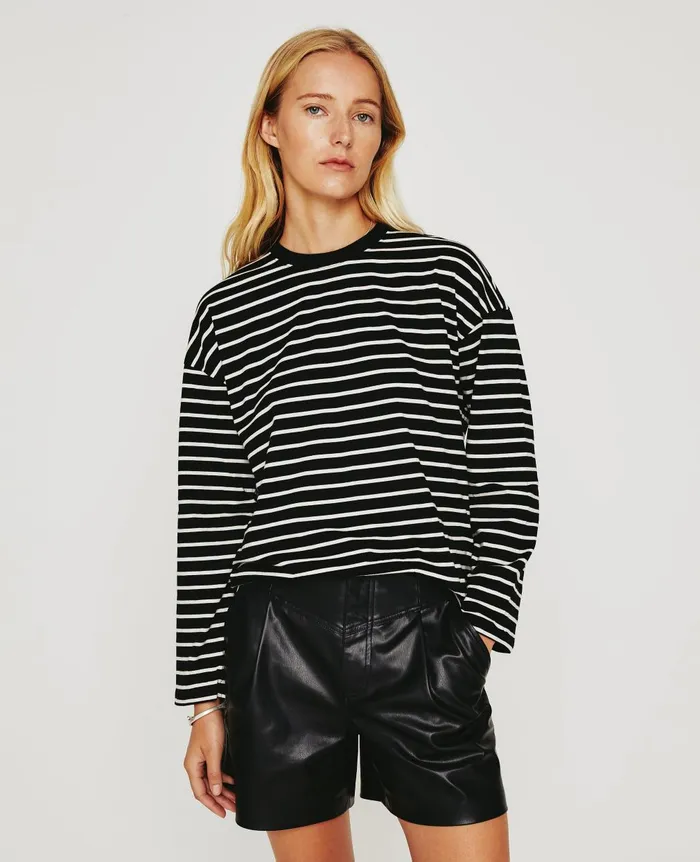 Fay LS Crew True Blackivory Dust Women AG Jeans Tees and Tanks Fay LS Crew True Blackivory Dust Women AG Jeans Tees and Tanks
