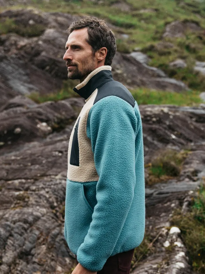 Finisterre Fleece Men Bolster 14 Zip Fleece Ocean Stormoatmeal